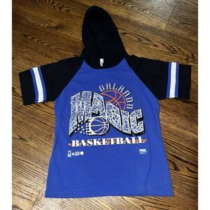 Vintage 90s Orlando Magic Hooded T-Shirt Kids Boys M‎ 10/12 Basketball NBA